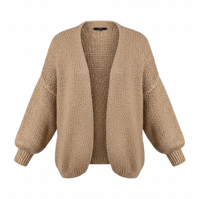 Chunky knit cardigan, Camel