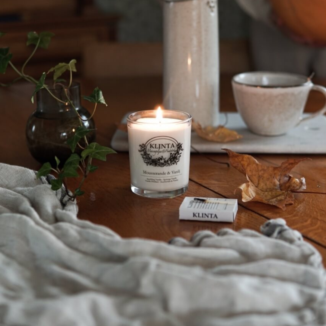 Doft/massageljus, Mousserande & Vanilj