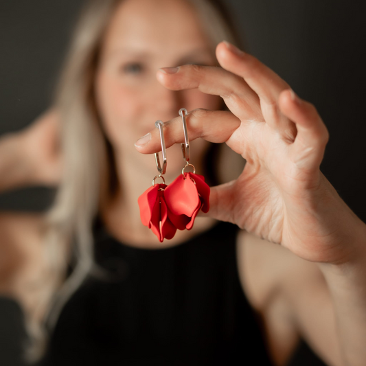 Örhängen Midnight drops, Röd