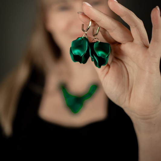 Örhängen Midnight drops, Metallic Green