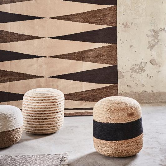 Sittpuff Juni, Svart/Natur