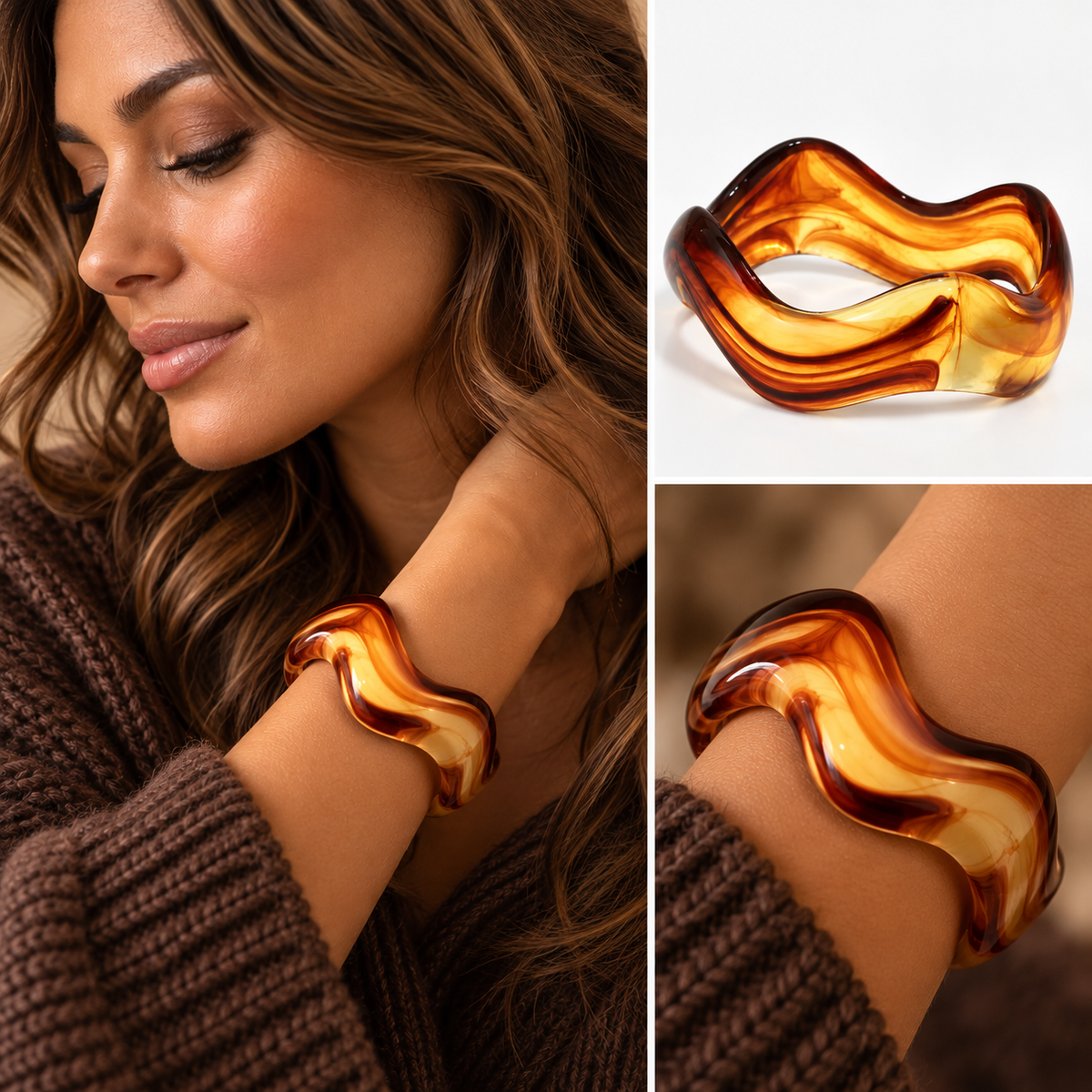 Armbånd Cognac Wave