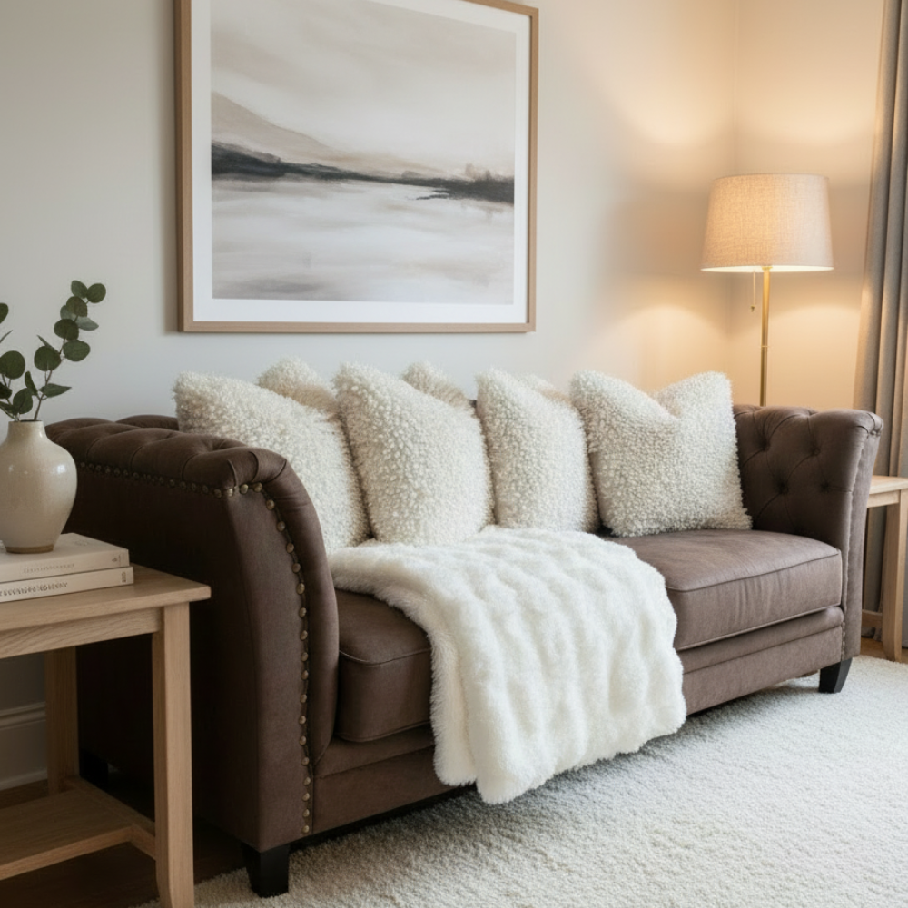 Pläd Nordic Fur, Vit