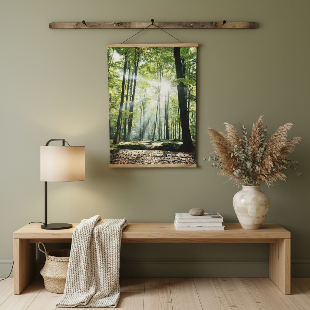 Canvas poster with magnetic wooden frame