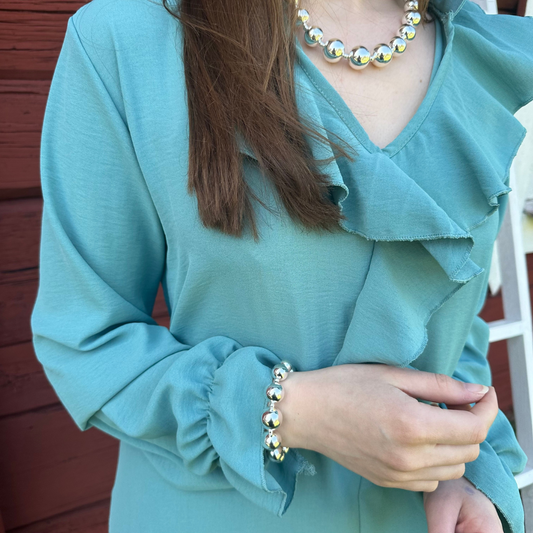 Tunika med krås, grön