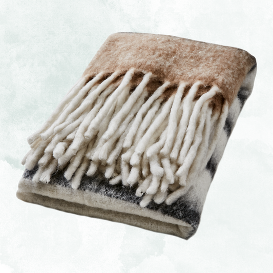 Filt Frasse, Beige/Svart/Vit