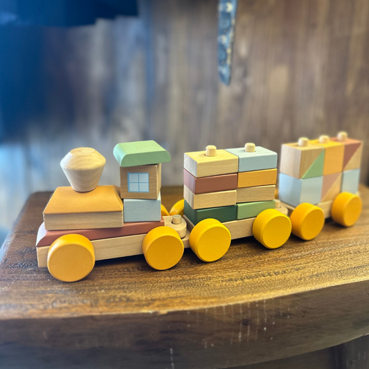 Trätåg, klossar i färg