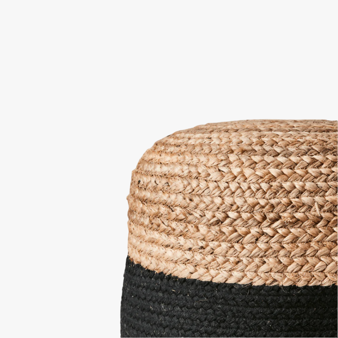 Sittpuff Juni, Svart/Natur
