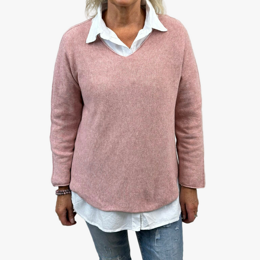 Finstickad tröja Hella, Rosa