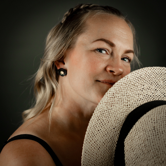 Örhängen Delicate Dahlias, Svart