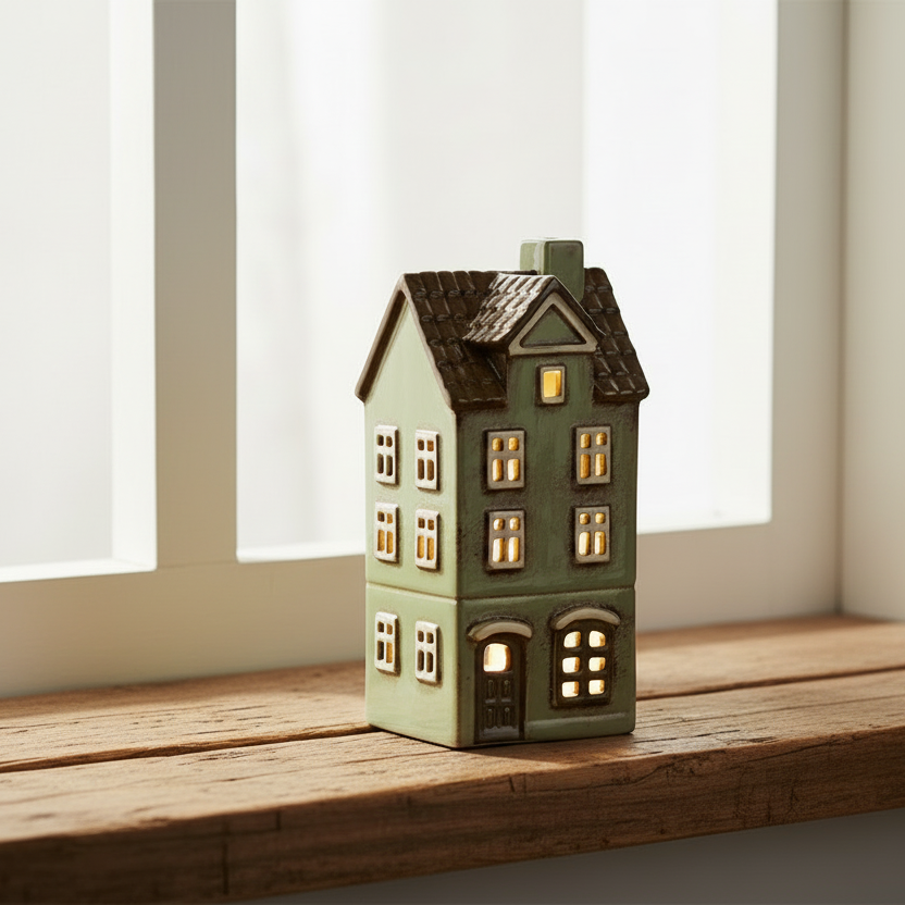 Ljuslykta, Keramikhus Grönt 20cm