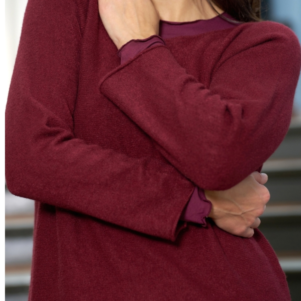 Finstickad tröja Dagmar, Vinröd