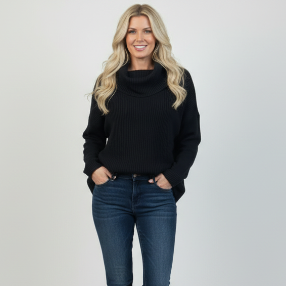 Knitted polo shirt Cleo, Black