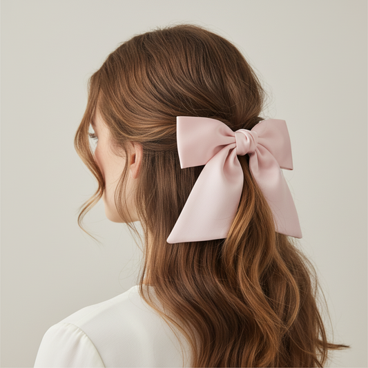 Hårspänne Rosett satin, Rosa