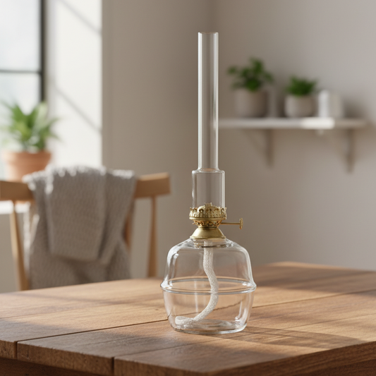 Kerosene lamp Majken large clear glass brass