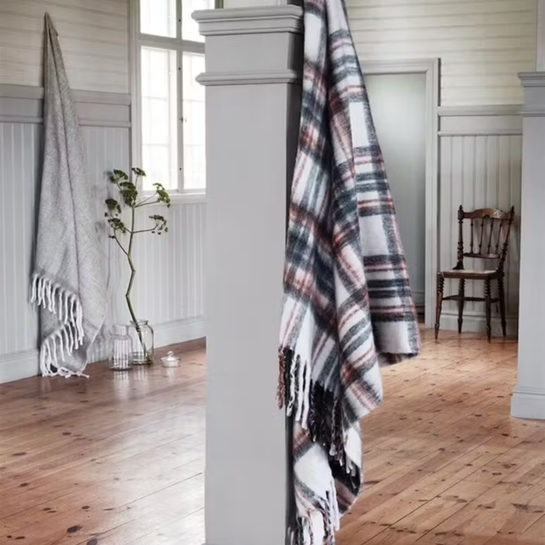 Ullpläd Siv, Grå/Terracotta