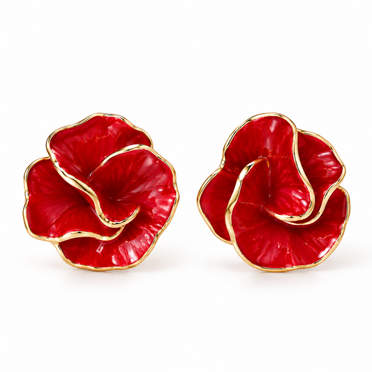 Örhängen Rosebud, Röd