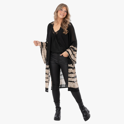 Danielle Kaftan Jacket, Black/Taupe