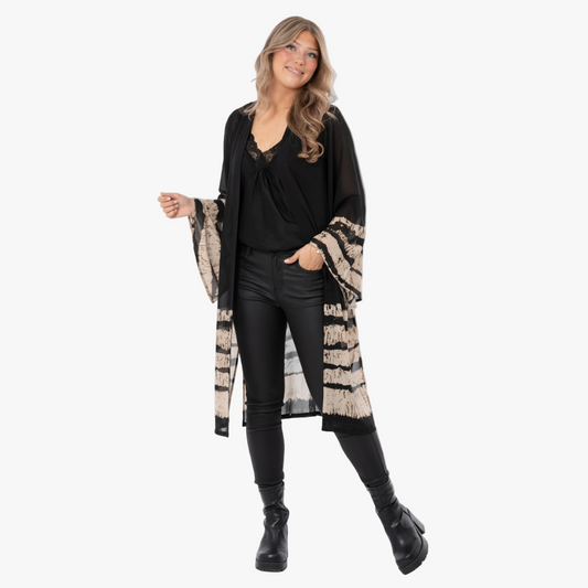 Danielle Kaftan Jacket, Black/Taupe