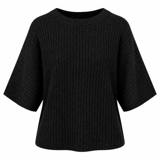 Stickad Top Frances, Svart