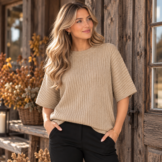Stickad Top Frances, Antique gold