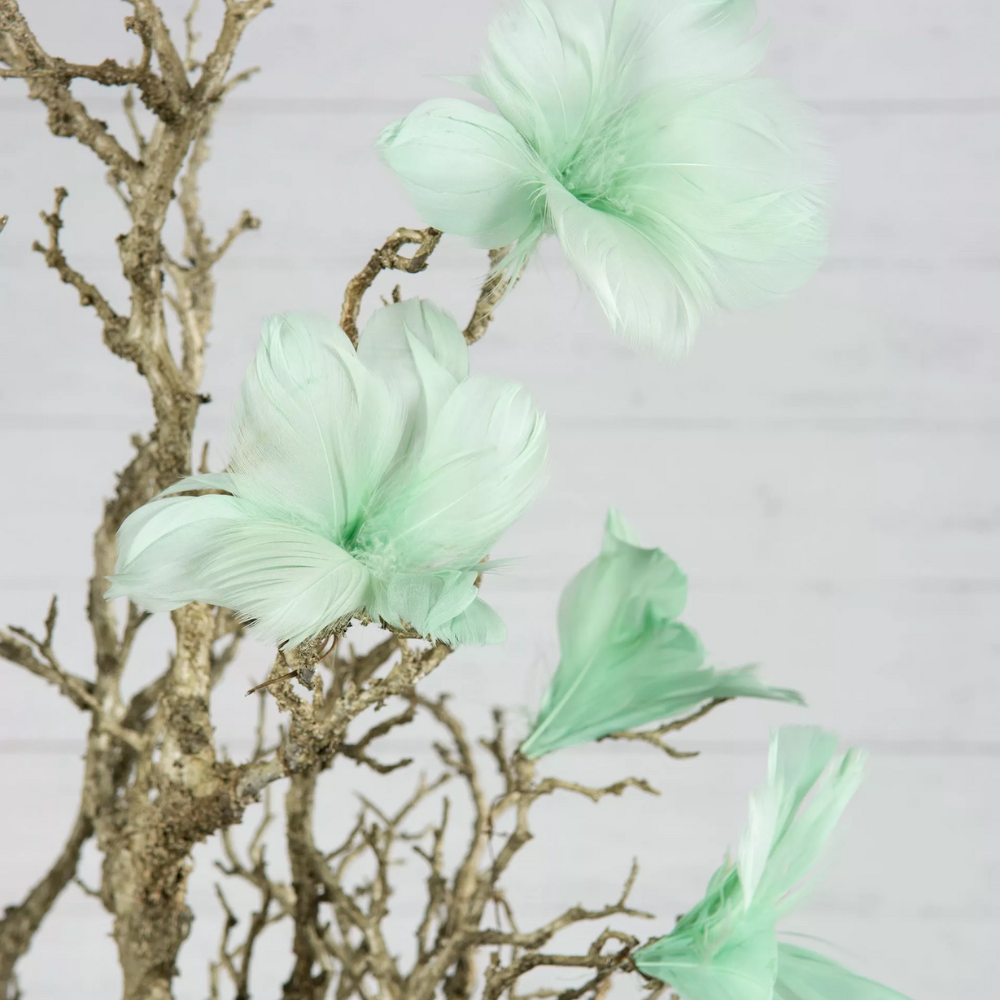 Fjäder/Tråd Blom ljus 12-pack, Turkos