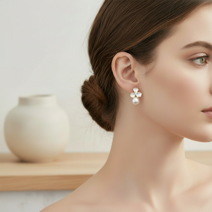 Earrings Flower Pearl