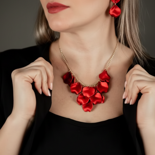 halsband metallic red midnight drops