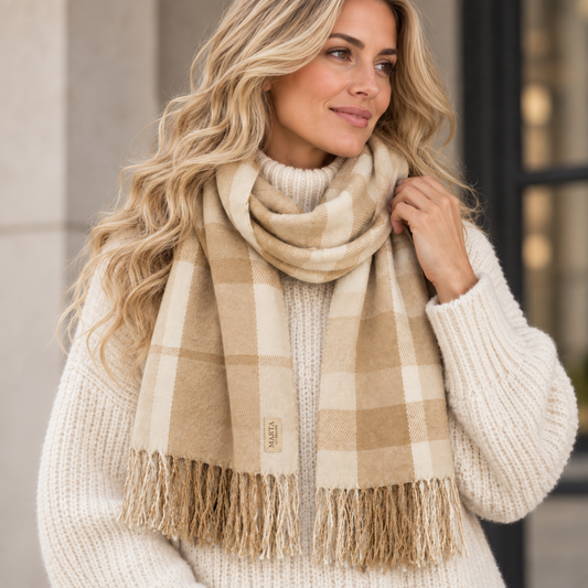 Halsduk, Beige Rutig