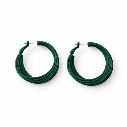 Örhängen Twisted Hoops, Grön