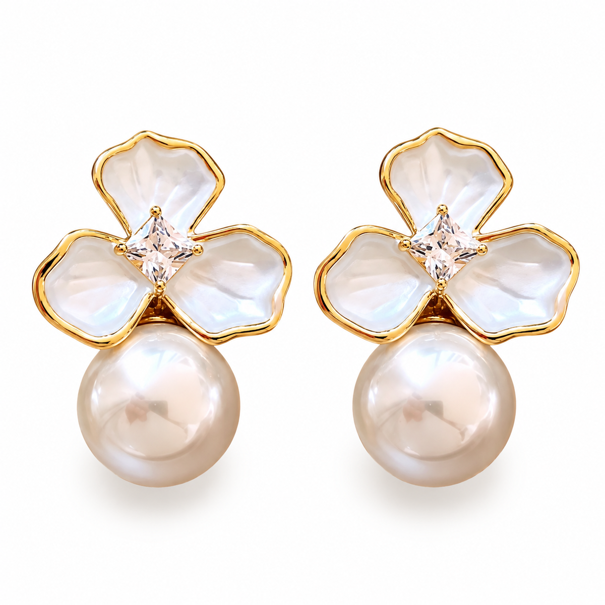 Earrings Flower Pearl