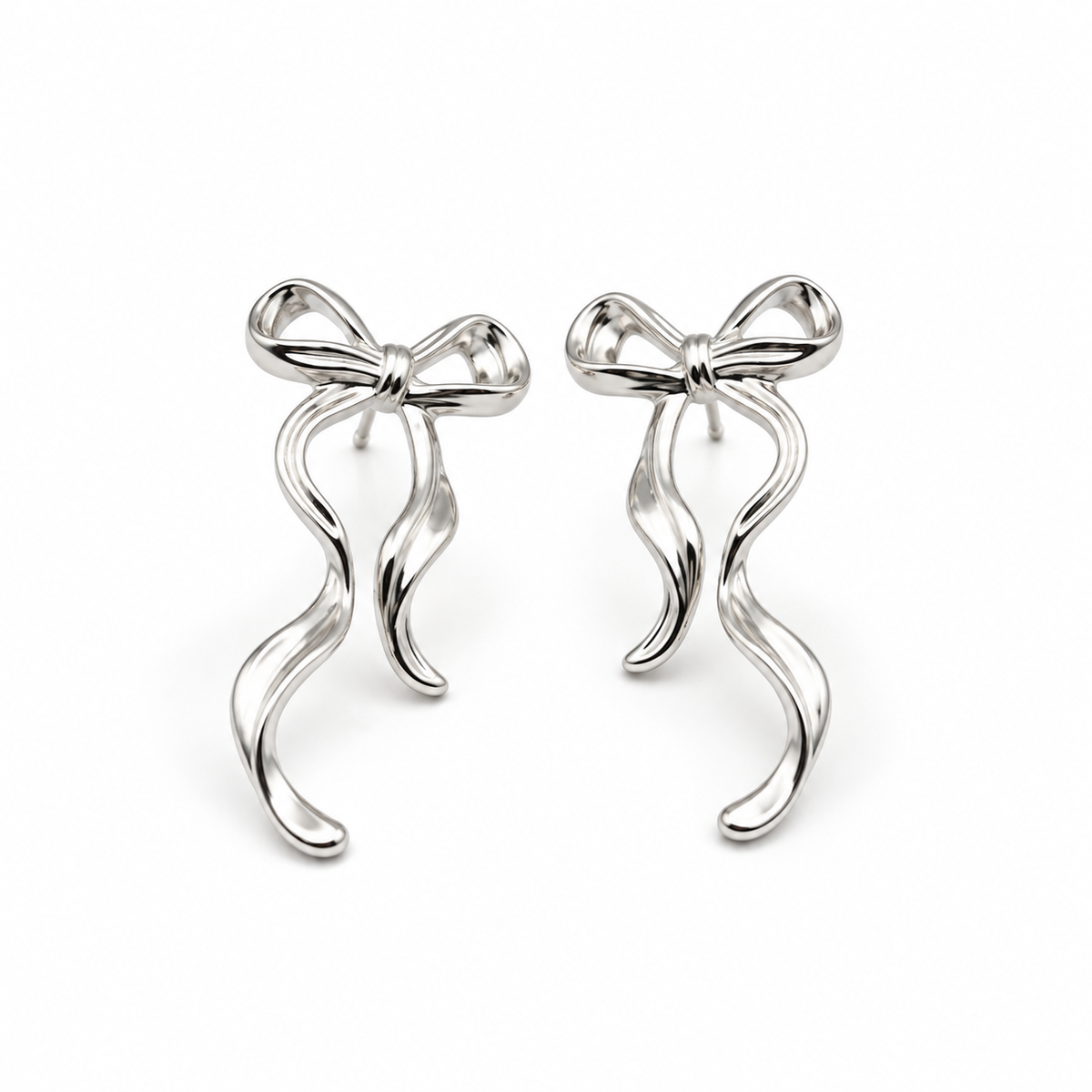 Earrings Fancy Silver Bow