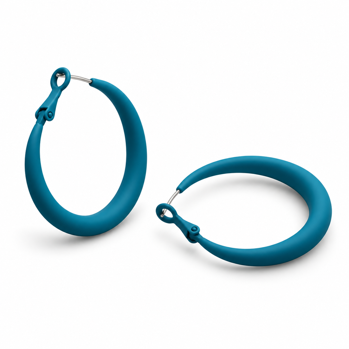 Örhängen Pastel Hoops, Petrol Blue