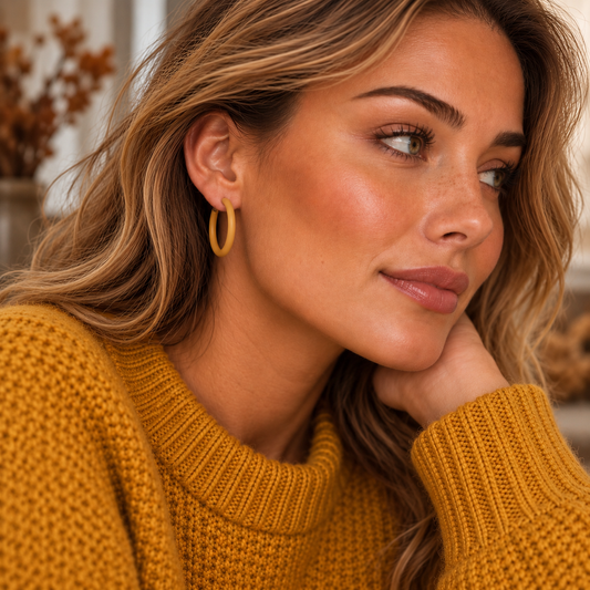 Örhängen Pastel Hoops, Mustard