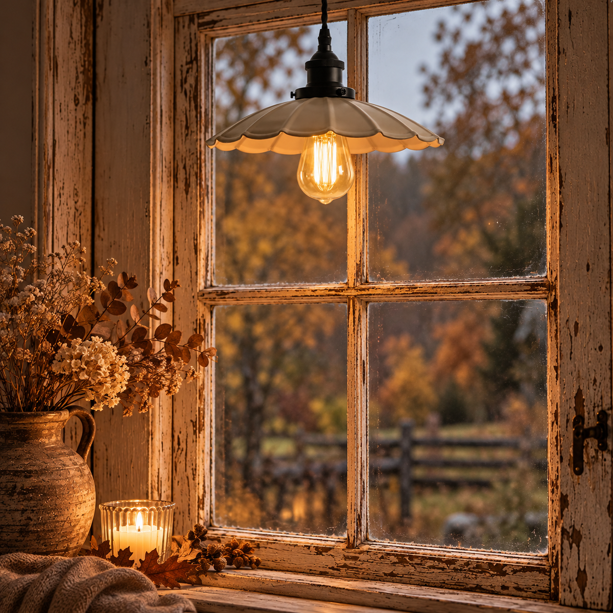 Fönsterlampa Skogsstjärna 25cm, Beige