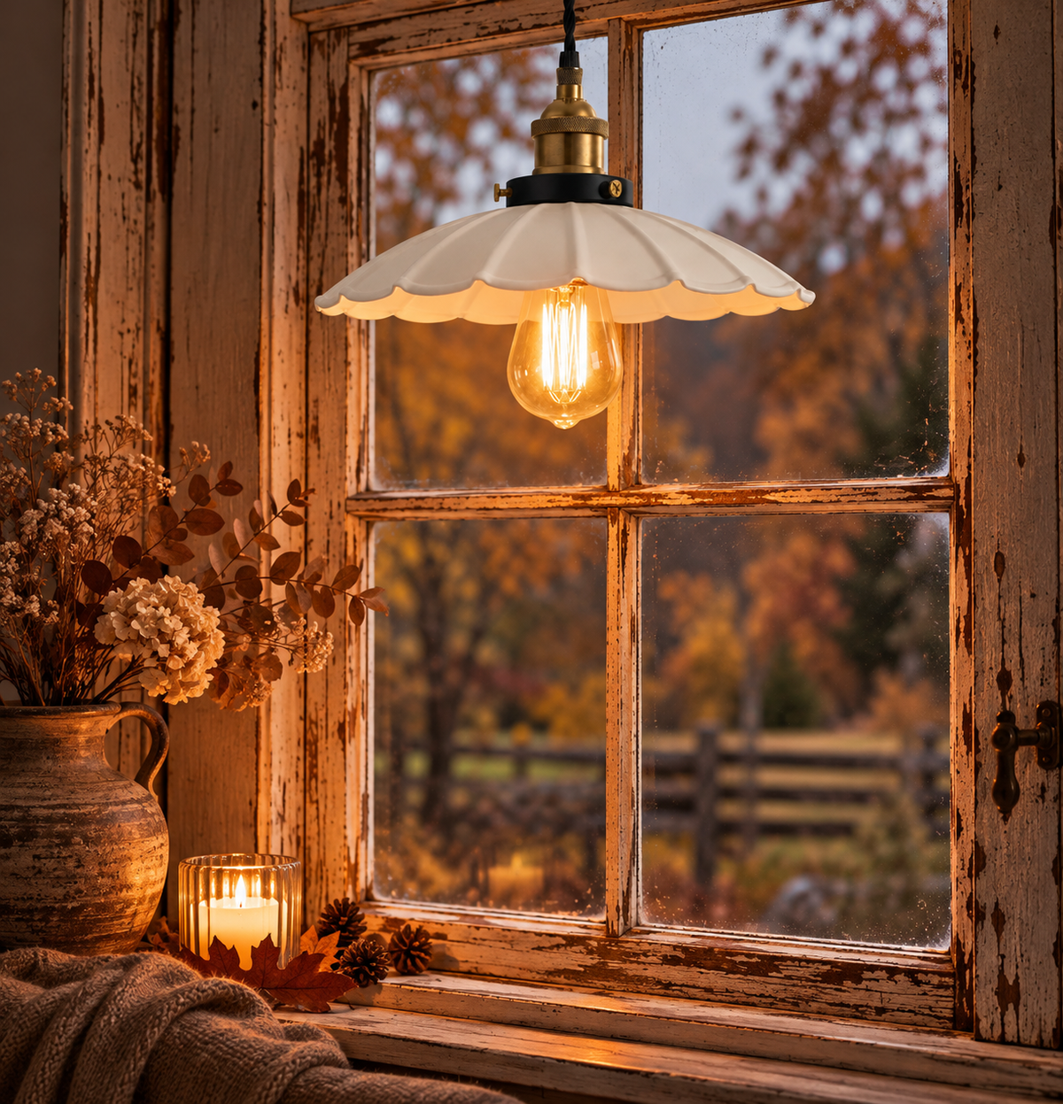 Fönsterlampa Skogsstjärna 25cm, Vit