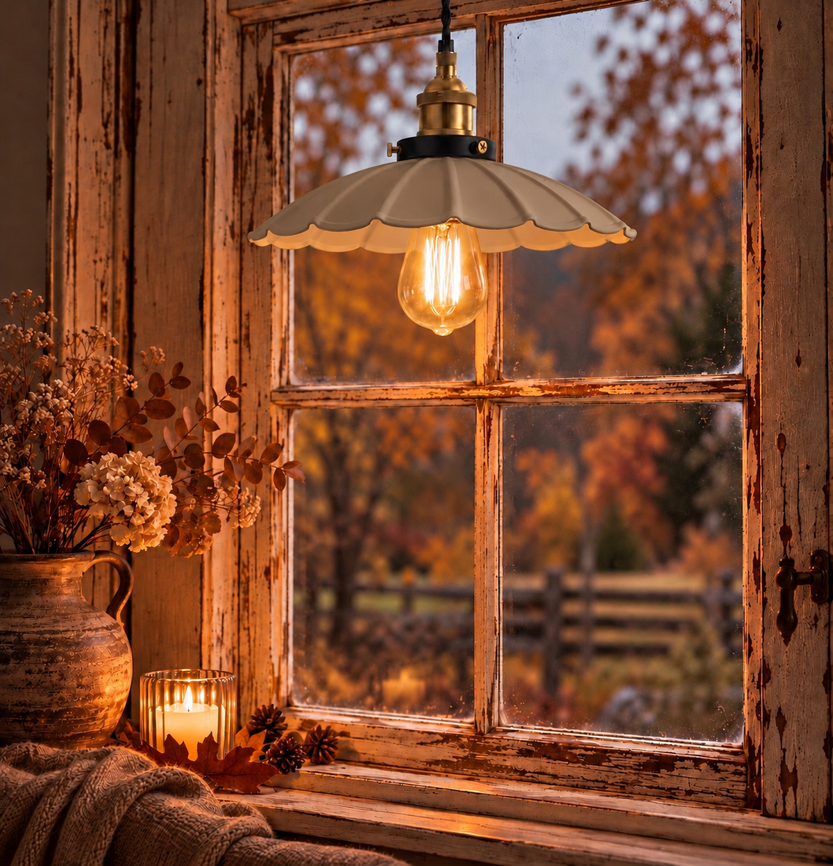 Fönsterlampa Skogsstjärna 25cm, Beige