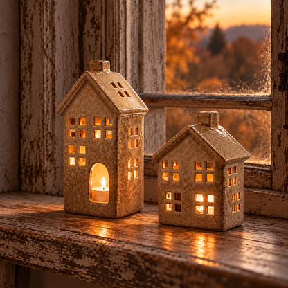 Tealight holder Arleen, Beige mottled
