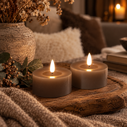 Värmeljus stora led Flamme 2-pack, Mullvad