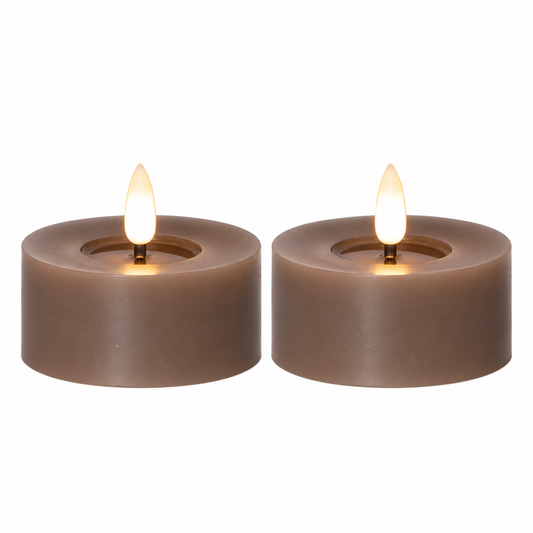 Värmeljus stora led Flamme 2-pack, Mullvad