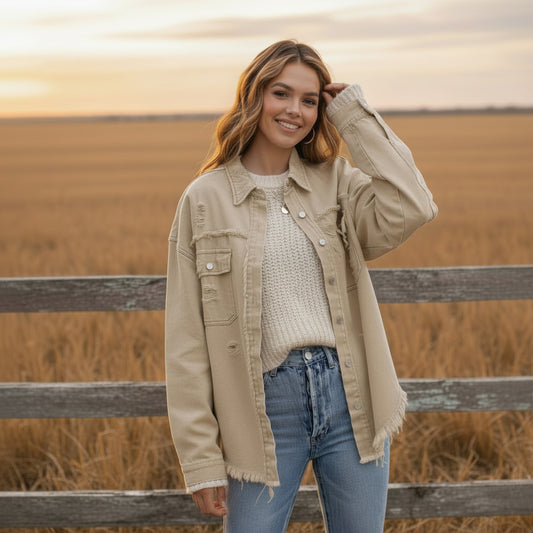 Jeans jacka Core, Beige