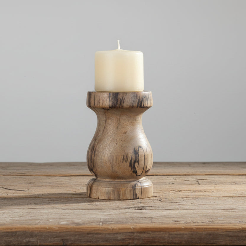 Ljusstake Blockljus Antik Trä