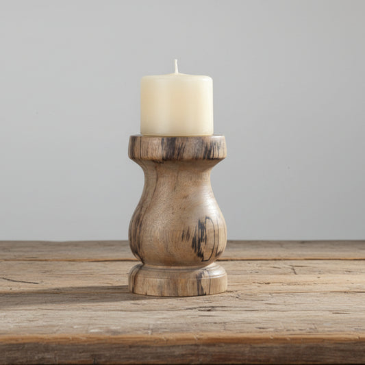 Ljusstake Blockljus Antik Trä