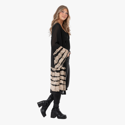 Danielle Kaftan Jacket, Black/Taupe
