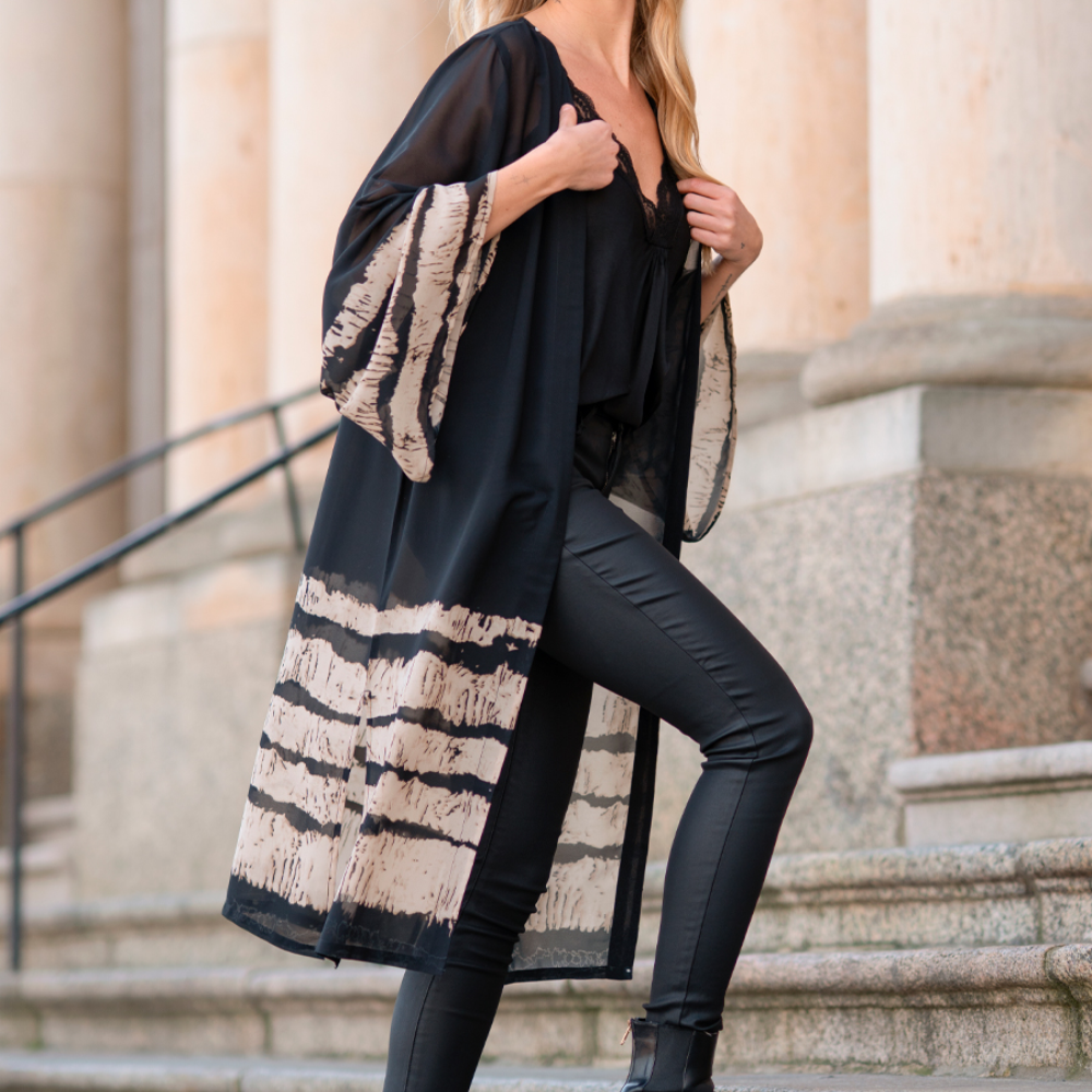 Danielle Kaftan Jacket, Black/Taupe