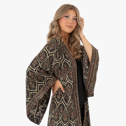 Kaftan Leiya, Black/Burgundy/Gold