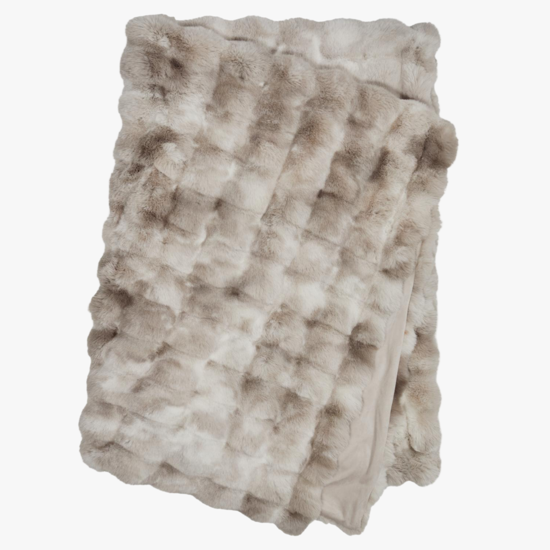 Pläd Fuskpäls Misty, Sand