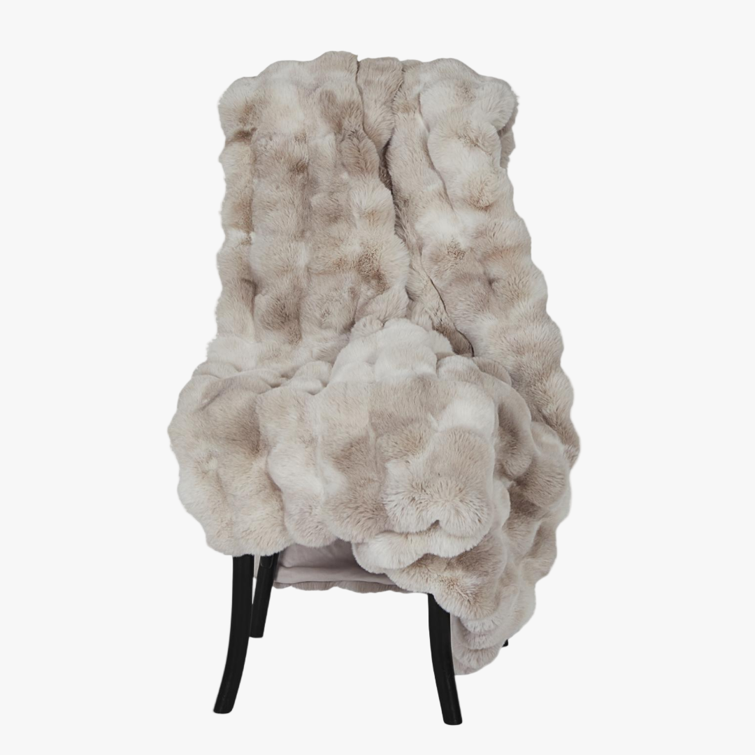 Pläd Fuskpäls Misty, Sand