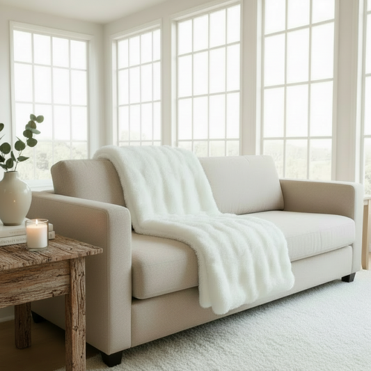 Nordic Fur Throw, White