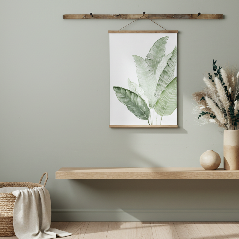 Canvasposter med ram, Gröna Blad